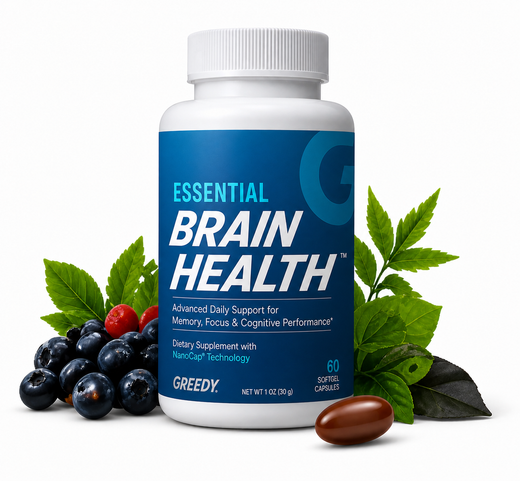 Essential Brain Health bottle and capsules